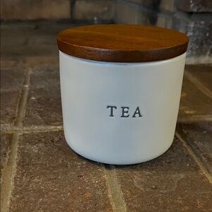 Hearth & Hand with Magnolia White Ceramic Tea Canister with Wooden Lid